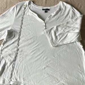 3X White 3/4 length sleeve Karen Scott cotton top